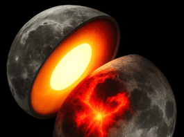 NASA Uncovers Moon and Vesta Interior Mysteries artist’s concept shows the Moon’s hot interior