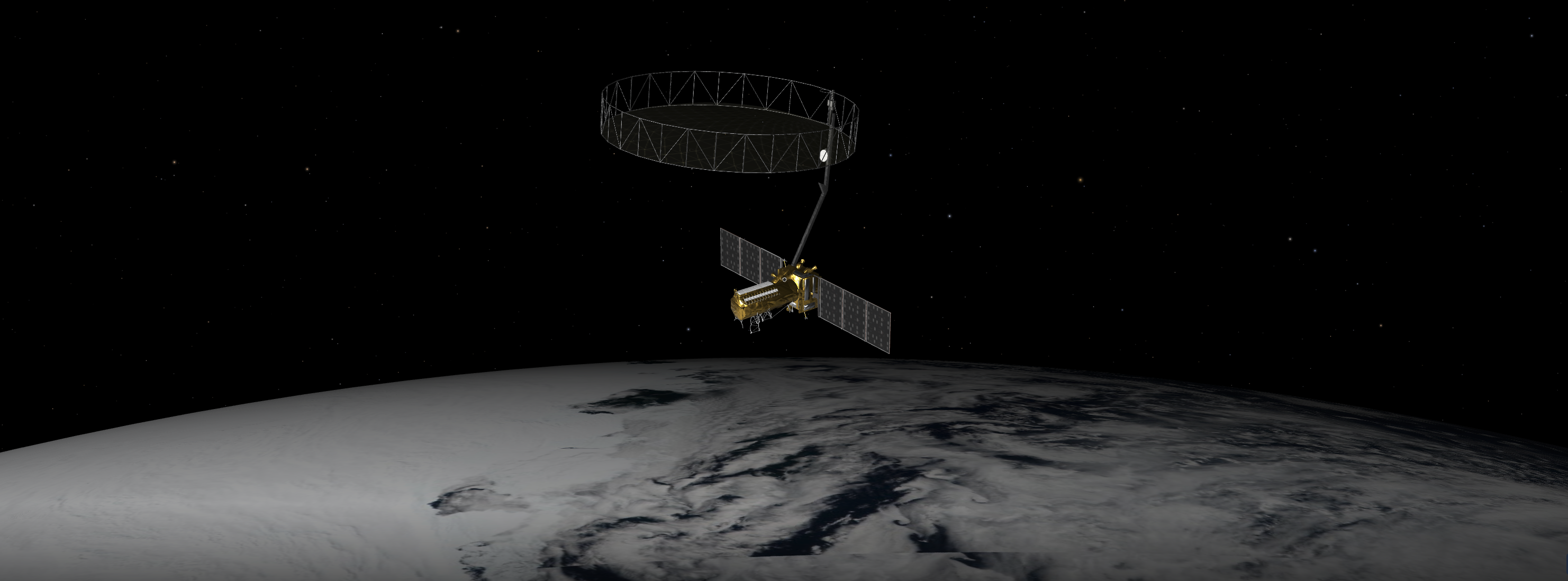 1 pia26492 nisar horizon.png artist’s concept depicts the NISAR satellite orbiting Earth over Antarctica