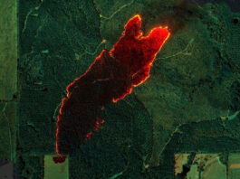 NASA Sensor Data Aids Firefighters in Combating Wildfires The map visualizes three wavelengths of infrared light, which are invisible to the human eye