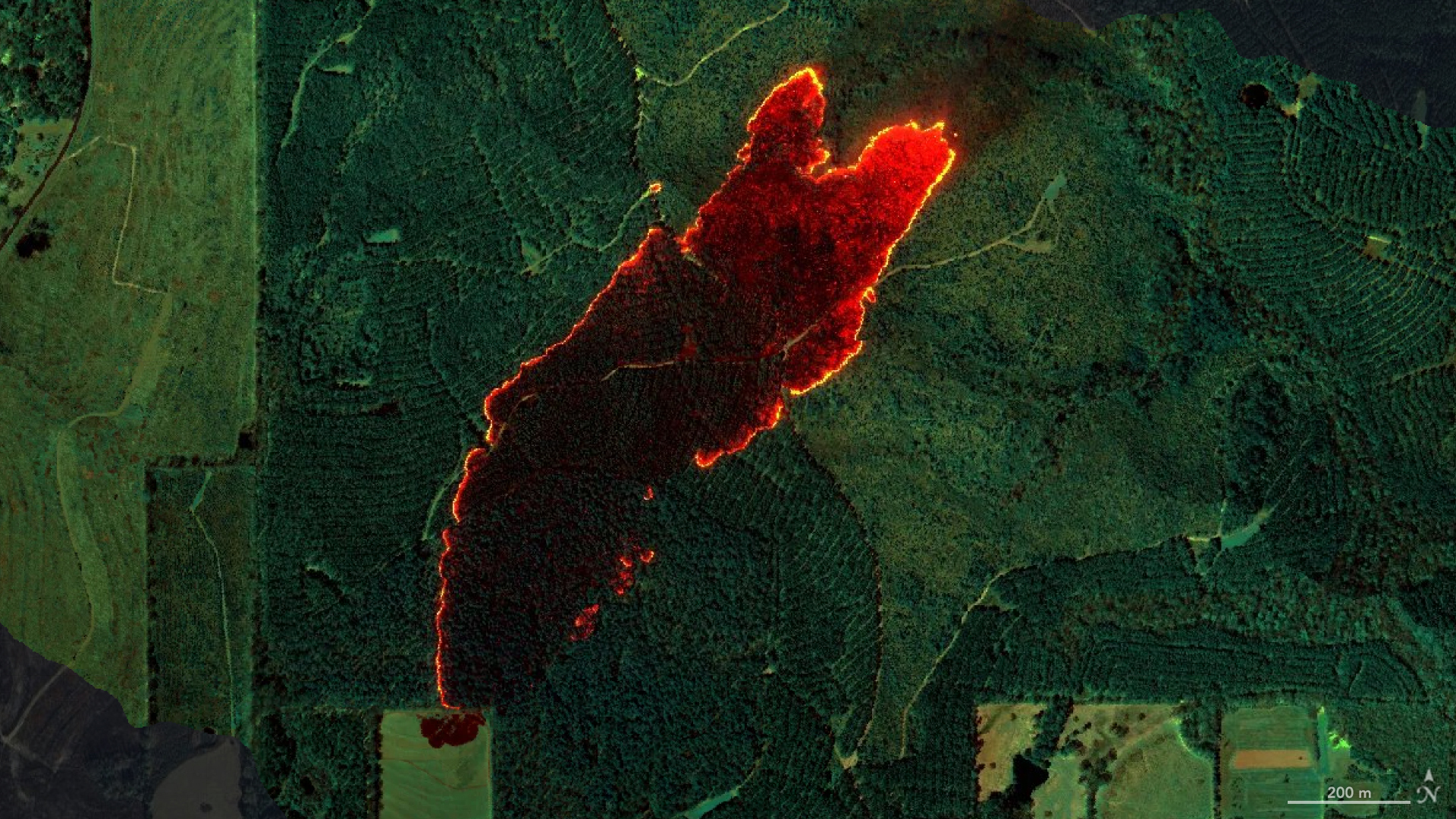 The map visualizes three wavelengths of infrared light, which are invisible to the human eye