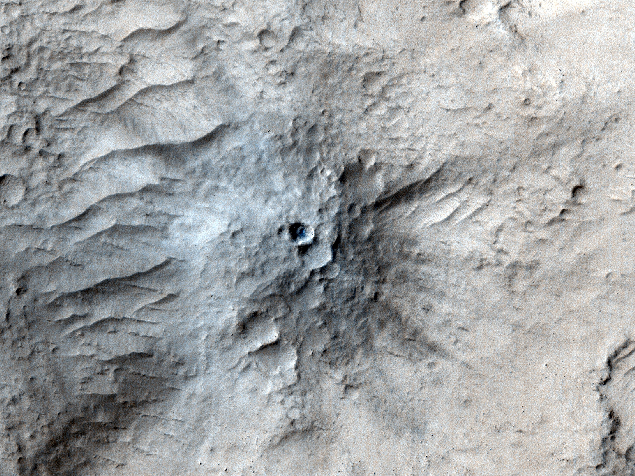 1 pia26518 hirise views an impact crater matched to insights seismic data.jpg Mars Reconnaissance Orbiter on March 4, 2021