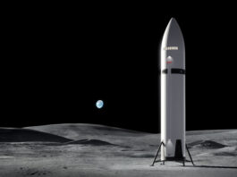 NASA and SpaceX Highlight Artemis Lunar Lander Mission Events An artist’s concept of SpaceX’s Starship Human Landing System (HLS) on the Moon. NASA is working with SpaceX to develop the Starship HLS to carry astronauts from lunar orbit to the Moon’s surface and back for Artemis III and Artemis IV. Starship HLS is roughly 50 meters tall, or about the length of an Olympic swimming pool.