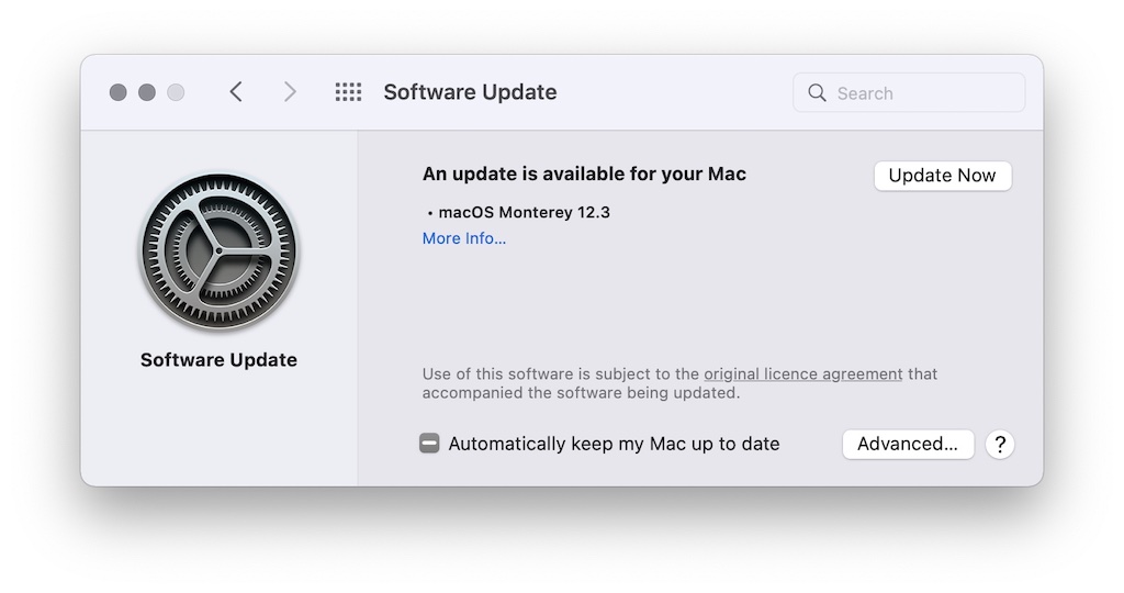 macOS Monterey to version 12.3 