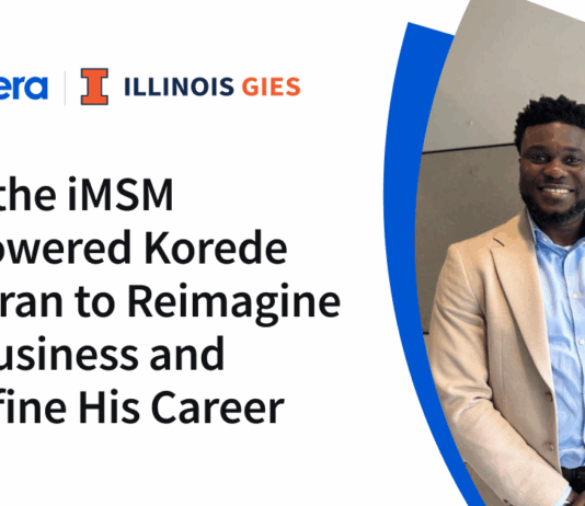 iMSM Inspires Korede Oludiran to Transform Business and Career How the iMSM Empowered Korede Oludiran to Reimagine His Business and Redefine His Career - Coursera Blog