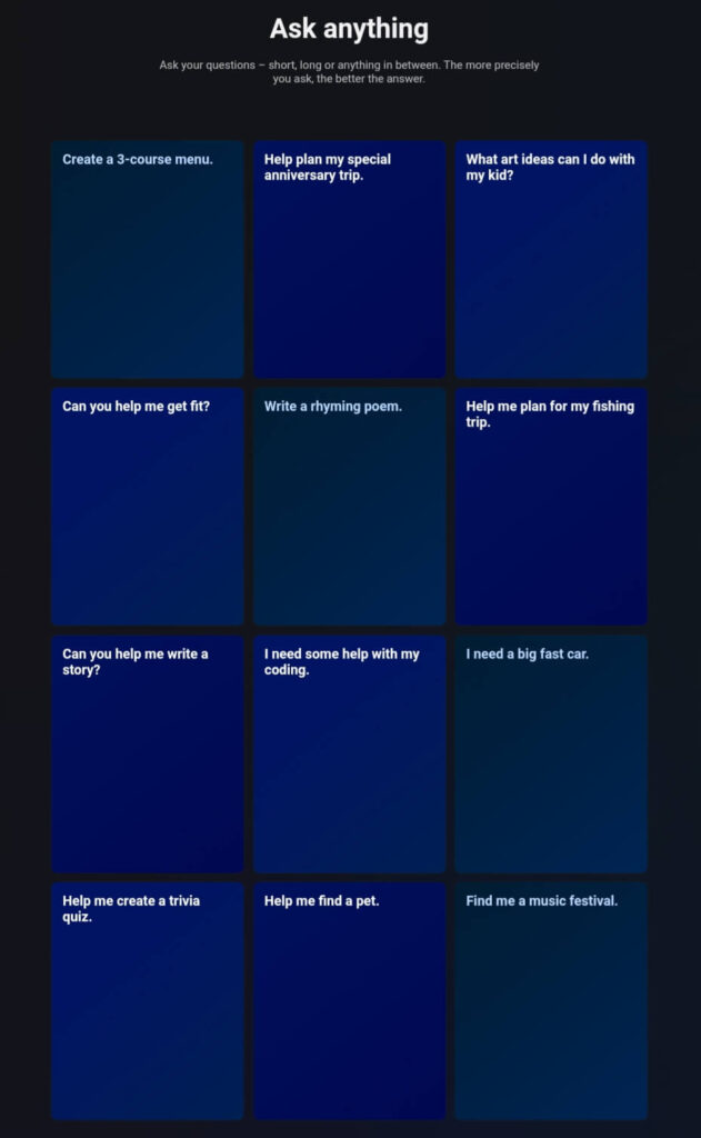 More Options for Preview the New Bing Chatbot