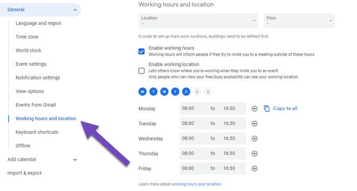 Set Working location In Google Calendar