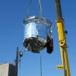 NASA Explores New Method for Ultra-Cold Fuel Preservation The tank for NASA’s two-stage cooling tests is lowered into a vacuum chamber in Test Stand 300 at NASA’s Marshall Space Flight Center in Huntsville, Alabama.
