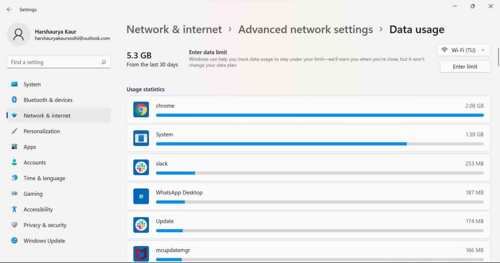 Track Internet Usage on Windows 11