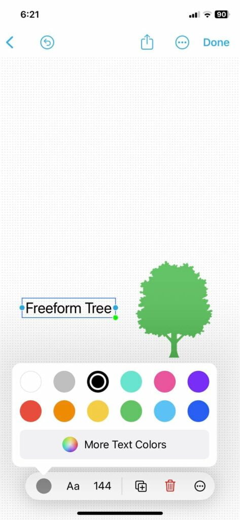 Freeform app- Text