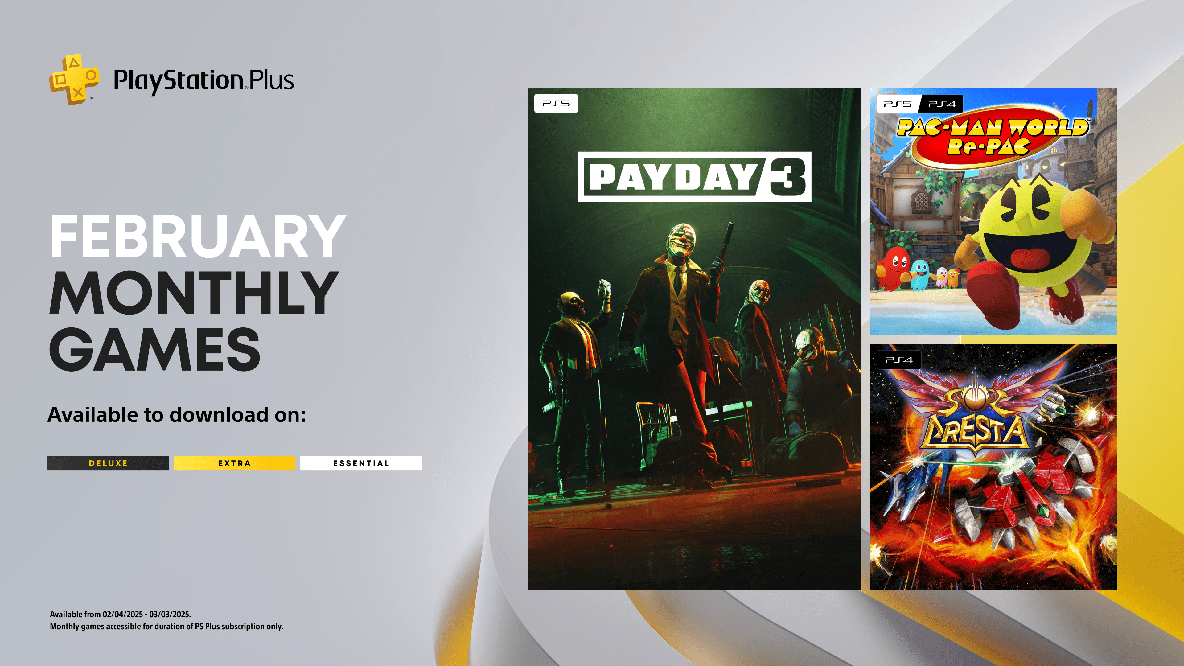4bc1662fedfef2277cbf8807e76bd9309d8424a1.png (For Southeast Asia) PlayStation Plus Monthly Games for February: Payday 3, Sol Cresta, Pac-Man World Re-Pac
