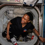 NASA Utilizes Wearable Technology for Space Station Experiments NASA astronaut and Expedition 70 Flight Engineer Jeanette Epps is pictured floating in microgravity aboard the International Space Station.