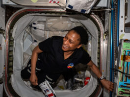 NASA Utilizes Wearable Technology for Space Station Experiments NASA astronaut and Expedition 70 Flight Engineer Jeanette Epps is pictured floating in microgravity aboard the International Space Station.