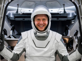 Nick Hague Advances Space-Based Human Health Research NASA’s SpaceX Crew-9 commander Nick Hague is pictured in his flight suit during training at SpaceX headquarters in Hawthorne, California. Hague will perform human health and performance research on the International Space Station as part of his mission (Credit: SpaceX).