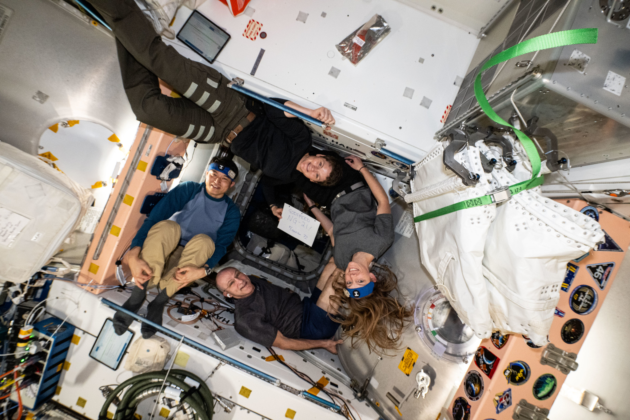 54426493713 d8dcdbdd91 k.jpg Expedition 72 Flight Engineers Takuya Onishi from JAXA (Japan Aerospace Exploration Agency) and NASA astronauts Anne McClain, Nichole Ayers, and Don Pettit pose while inside the vestibule between the International Space Station