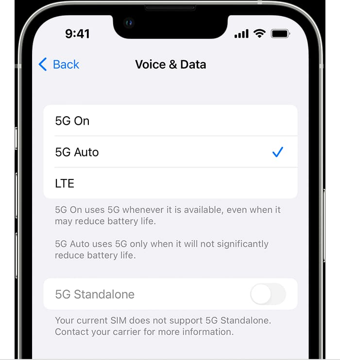 5G not working on iPhone 14