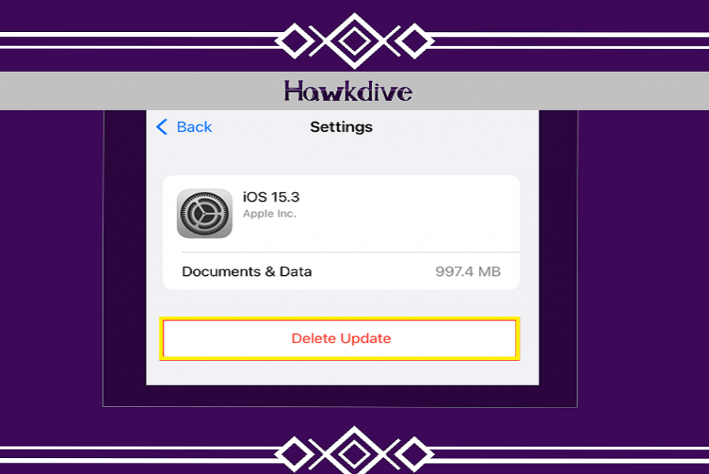 delete iOS update on iPhone