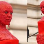 Doja Cat Arrived At The Schiaparelli Paris Fashion Week Show Doused In Red Paint And 30,000 Swarovski Crystals Doja Cat Arrived At The Schiaparelli Paris Fashion Week Show