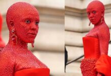 Doja Cat Arrived At The Schiaparelli Paris Fashion Week Show Doused In Red Paint And 30,000 Swarovski Crystals Doja Cat Arrived At The Schiaparelli Paris Fashion Week Show