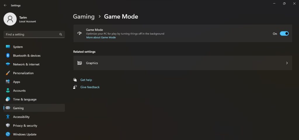 Disable Game Mode Feature on your Windows PC