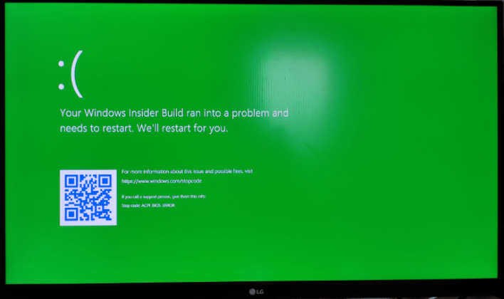 Green screen error in Windows 11