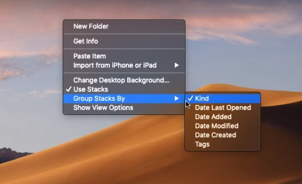 Group Stacks By Different Ways in macOS Mojave