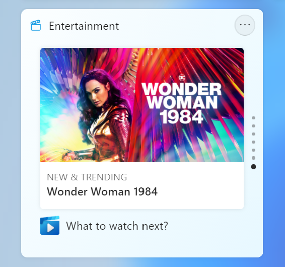 Microsoft entertainment widget
