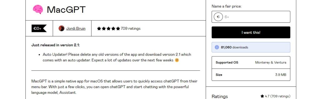 How To Access macGPT From Your Mac Menu Bar, Download the MacGPT app, MacGPT, macOS Ventura, ChatGPT
