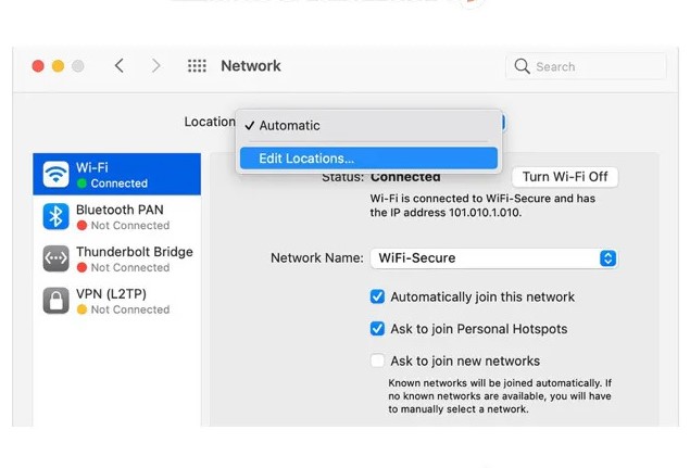 Network Locations on macOS Ventura