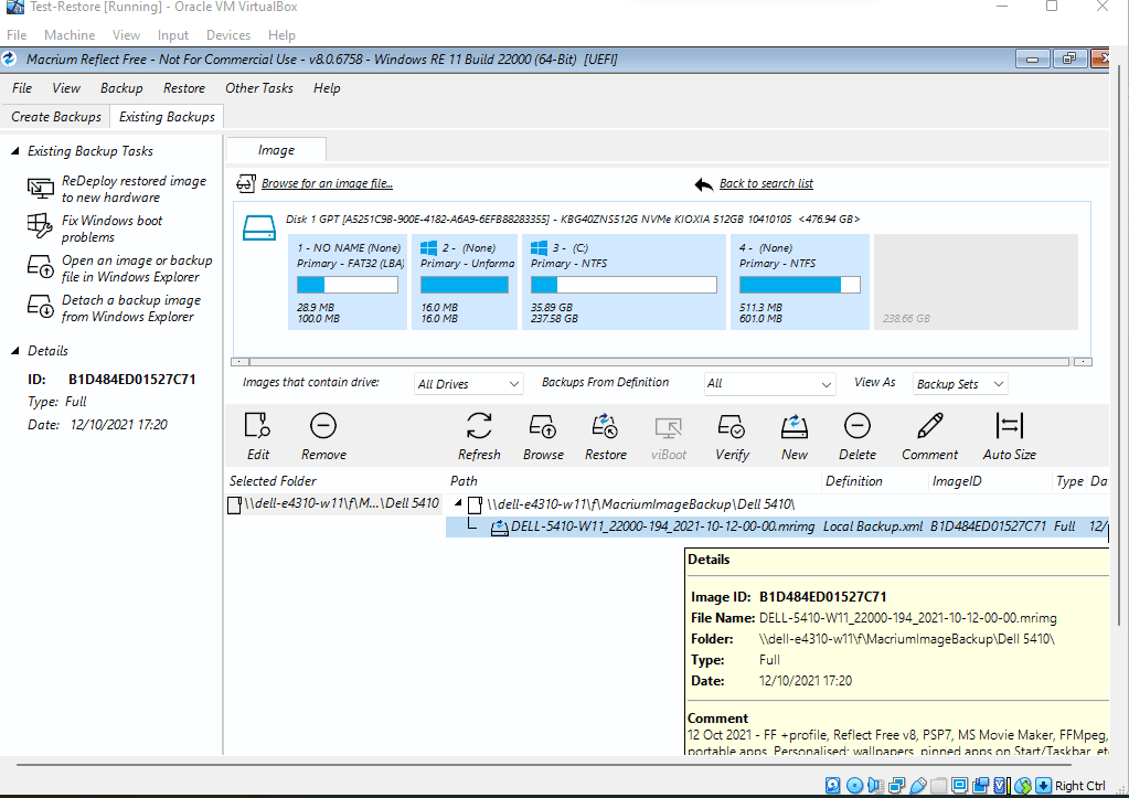 VirtualBox Virtual machine in Windows 11