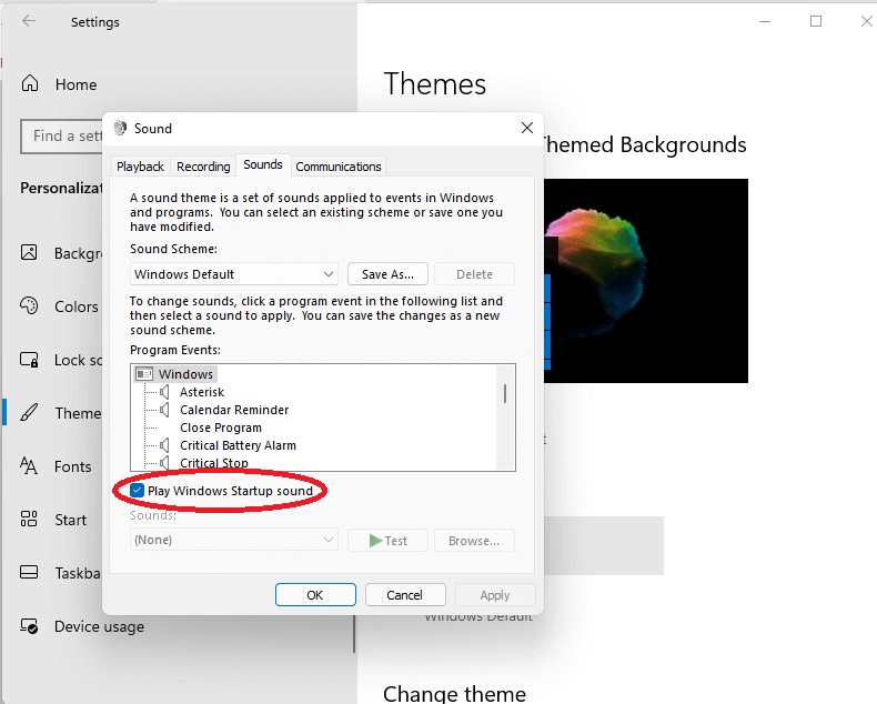 Disable startup Sound in windows 11