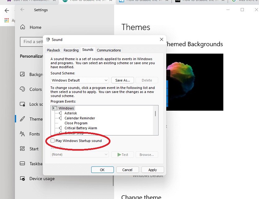 Disable startup Sound in windows 11