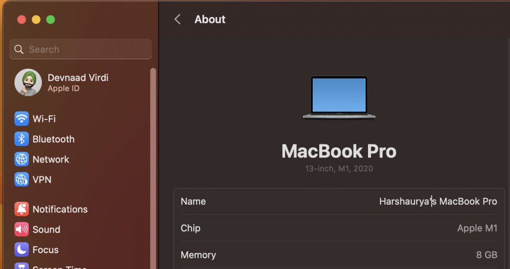 name in macOSVentura