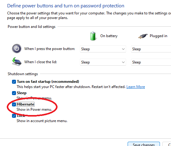 Turn on hibernate mode on windows 11