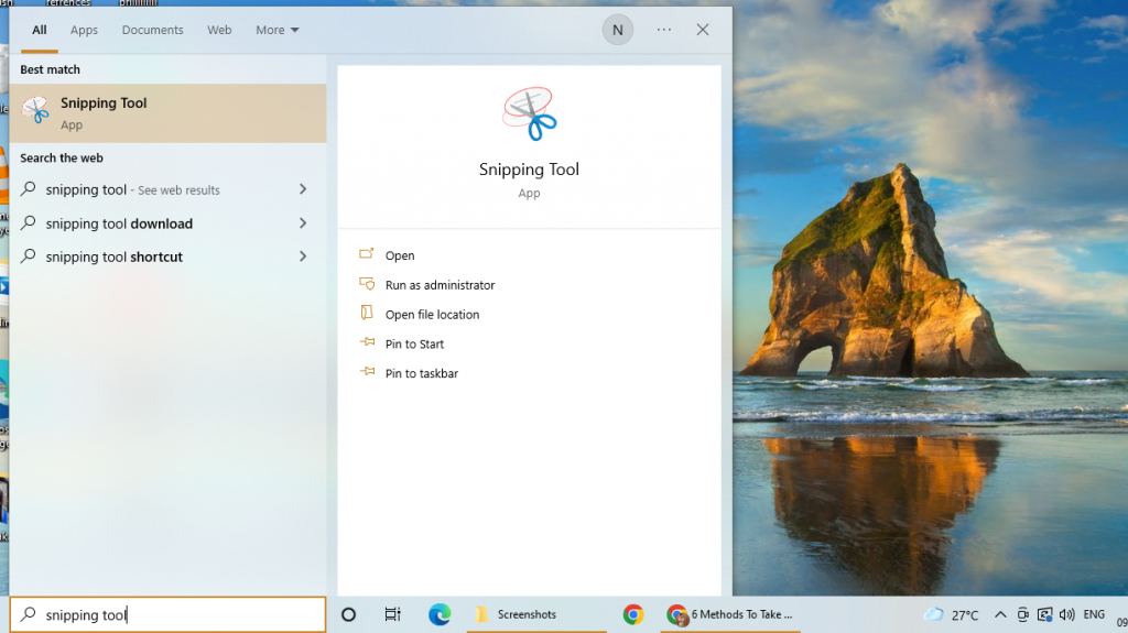 screenshot in windows 10