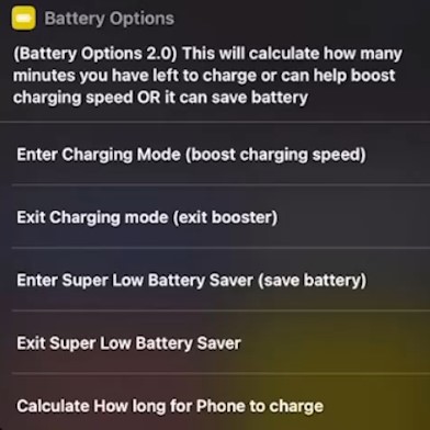 Shortcut for battery option