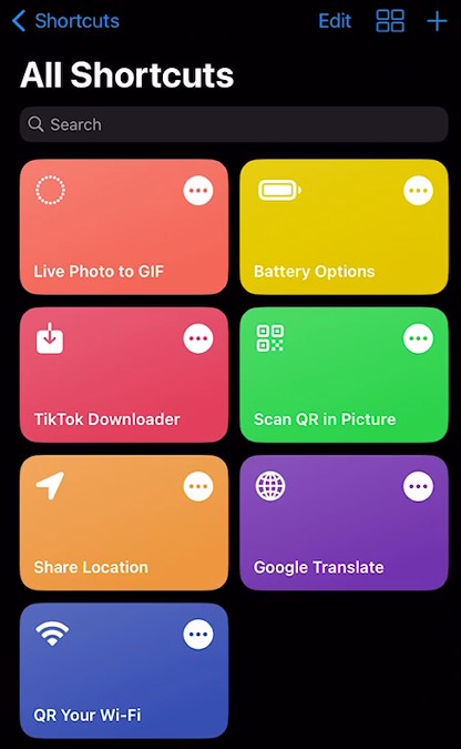 All Shortcuts Tab