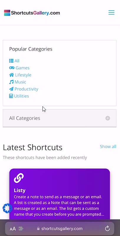 Installing shortcuts from shortcutsgallery.com