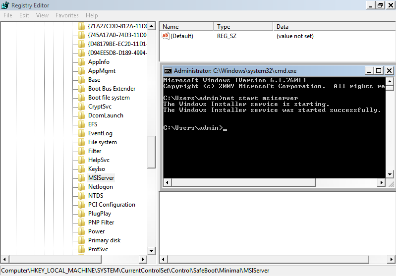 Start MSIServer Service