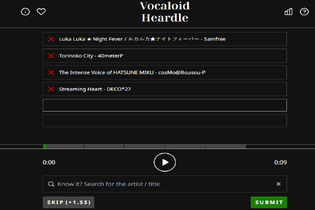 Vocaloid Heardle