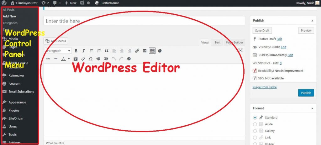 WordPress Dashboard