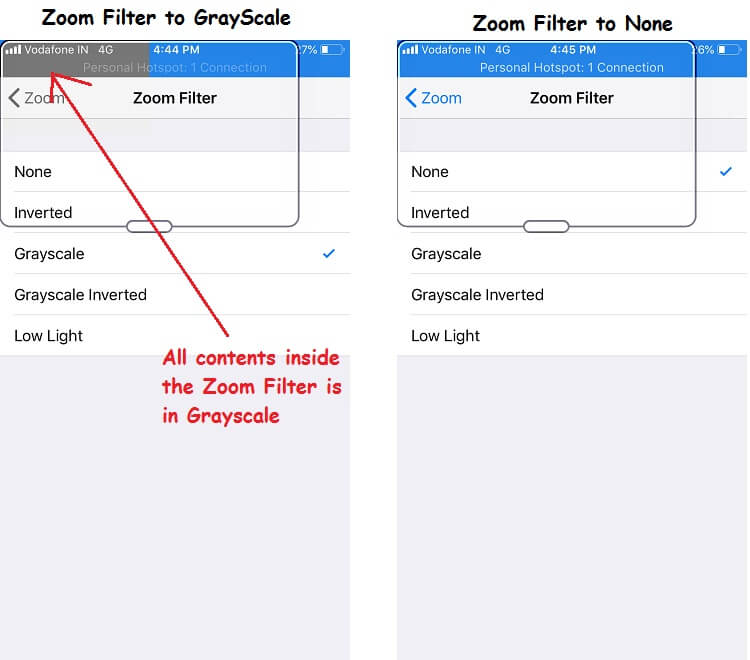 Color Filter for Zoom Filter