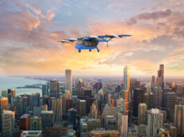 Understanding AI: A Guide for Middle Schoolers by NASA Artist illustration of an unmanned passenger aircraft in flight during sunrise in the city.