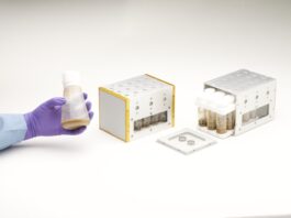 NASA Supplies Equipment for DNA Repair Study in Space The Vented Fly Box (VFB) holds and safely transports vials containing flies and fly food.