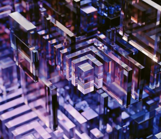 Lenovo Research: Workplace Changes Highlight Rise of Invisible IT brand image - stacked, translucent, geometric shapes