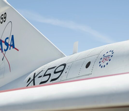 NASA’s X-59 Unveils Freedom 250 Logo in Latest Development A close-up of NASA