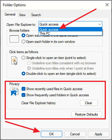 Quick Access feature in Windows 11