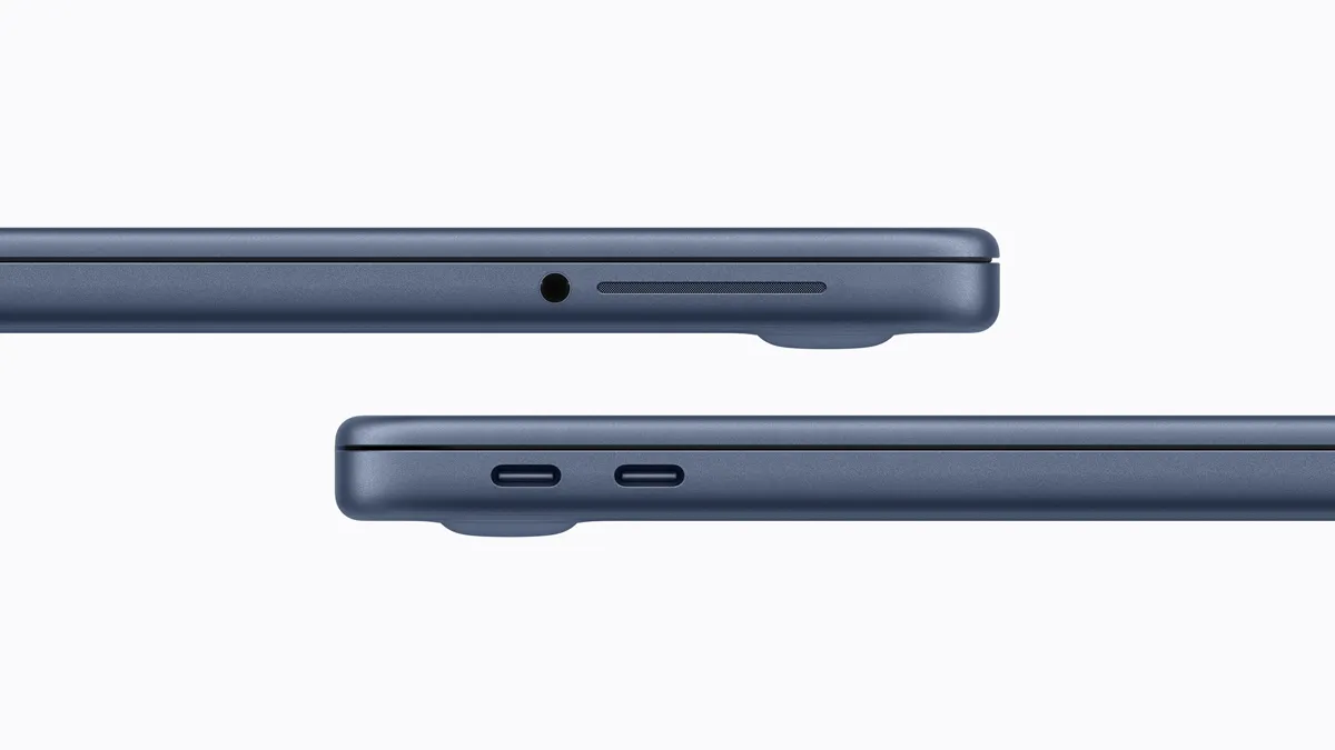 MacBook Neo port selection — USB-C 3, USB-C 2, and 3.5mm headphone jack