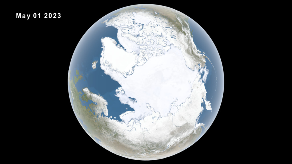 arctic sea ice w dates 2023121 print.jpg NASA, NSIDC Scientists Say Arctic Winter Sea Ice at Record Low - NASA