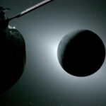 NASA’s Solar Eclipse of the Heart: A Celestial Event Explained The Moon is backlit by the Sun. Earth is reflecting sunlight at the left edge of the Moon, which is slightly brighter than the rest of the disk; this light reveals a small sliver of the Moon