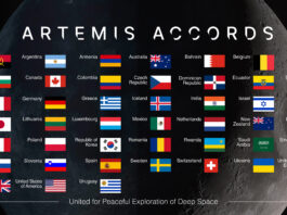 Estonia Joins Artemis Accords, Becomes Latest NASA Partner Graphic of flags representing Artemis Accords signatory countries